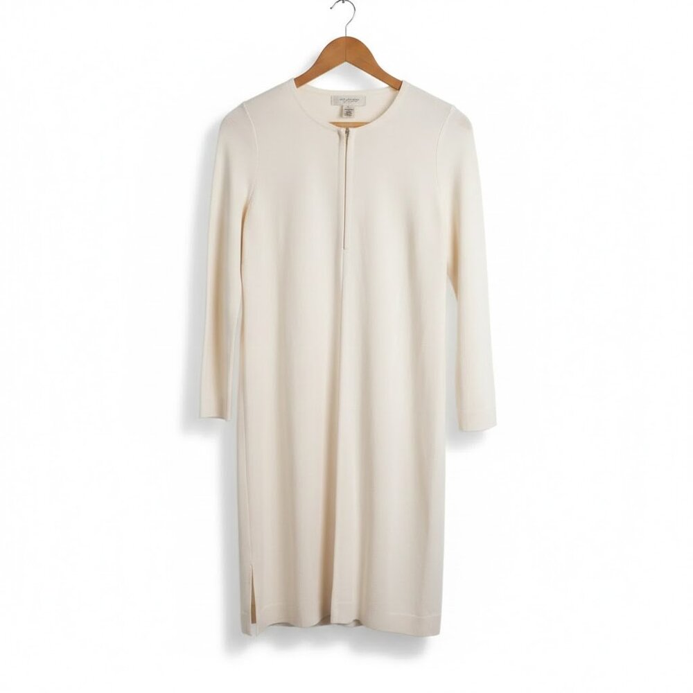 St. John Collection Wool Blend Duster Cardigan Women Size 6 Cream Topper Jacket